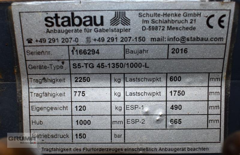 Sonstige Teile typu Stabau S5-TG 45-1350/1000, Gebrauchtmaschine w Friedberg-Derching (Zdjęcie 4)