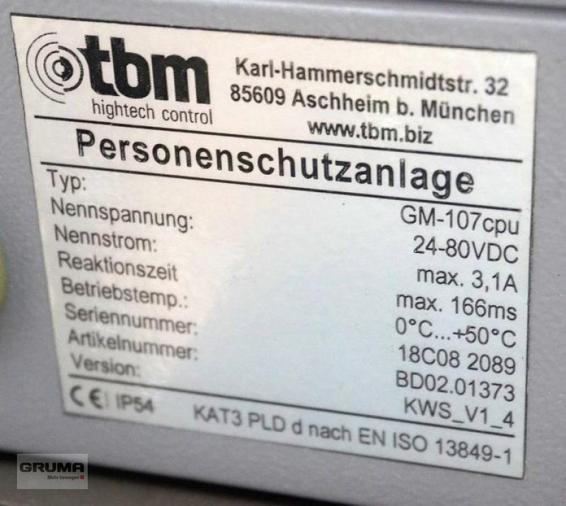 Sonstige Teile du type TBM Personenschutzanlage GM-107cpu, Gebrauchtmaschine en Friedberg-Derching (Photo 7)