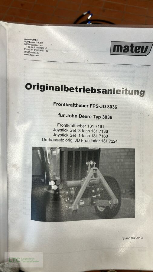 Sonstige Traktorteile типа Sonstige Fronthydraulik zu John Deere 3036E/ 3320/ 3520/, Neumaschine в Herzogenburg (Фотография 11)