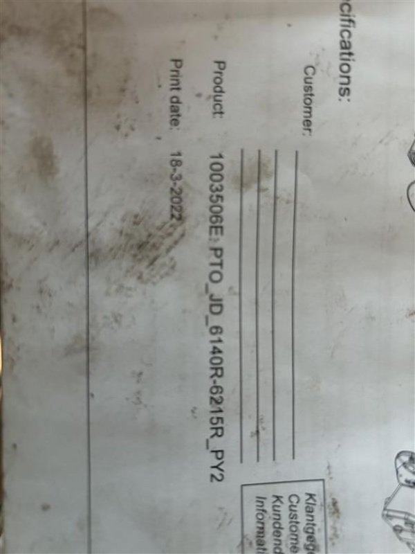 Sonstige Traktorteile za tip Sonstige Zuidberg Frontzapfwelle zu JD 6140R - 6215R, Neumaschine u Eisgarn (Slika 2)