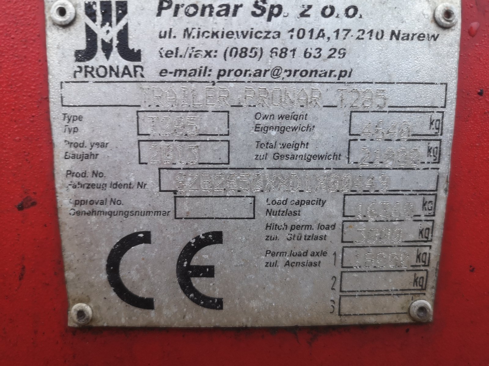 Sonstige Transporttechnik typu PRONAR T 285, Gebrauchtmaschine w Anger (Zdjęcie 2)