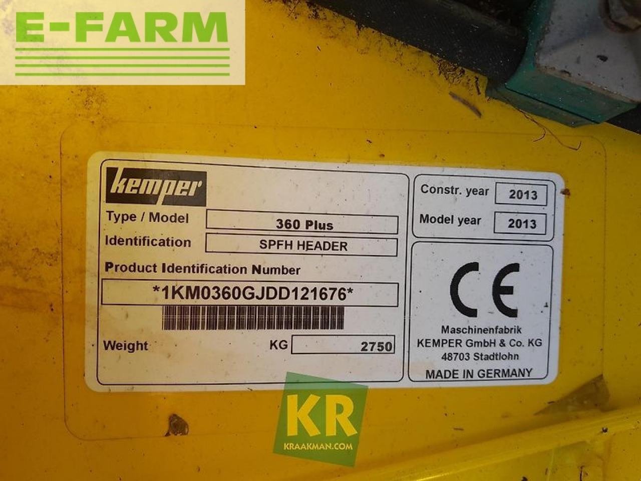 Sonstiges Mähdrescherzubehör tip Kemper 360 plus #26862, Gebrauchtmaschine in STEENBERGEN (Poză 1)