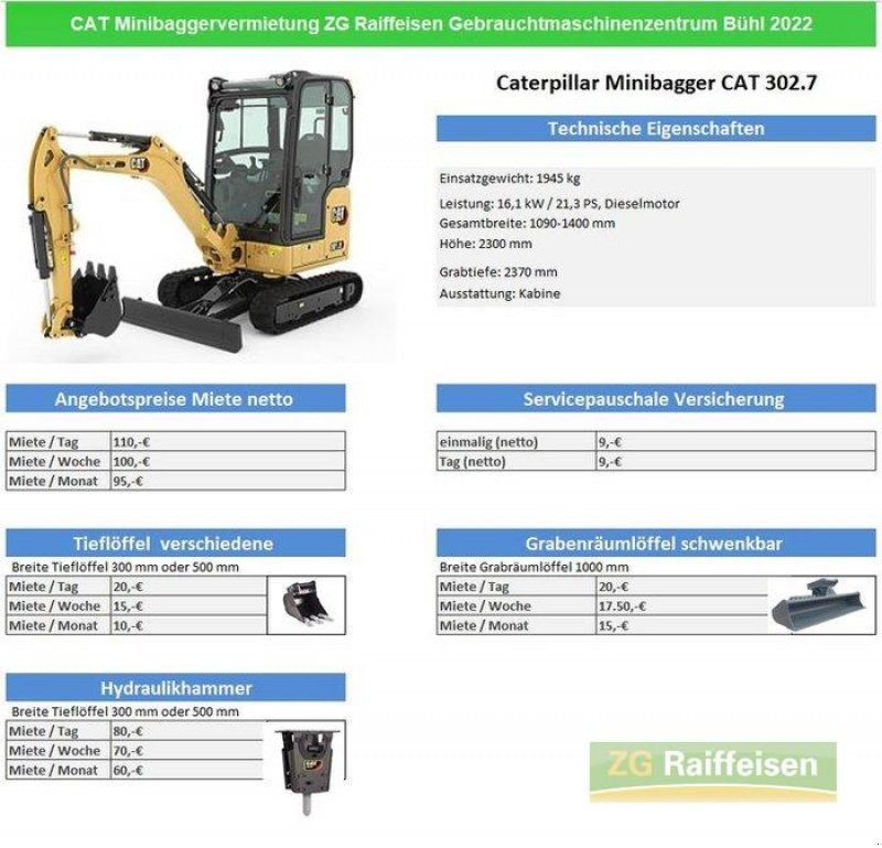 Sonstiges du type Caterpillar Minibagger CAT 302.7, Neumaschine en Bühl (Photo 3)