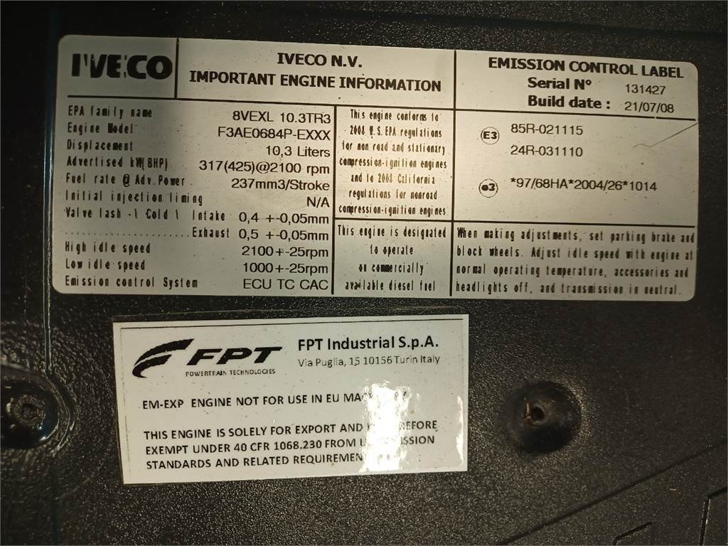 Sonstiges a típus Iveco F3AE0684P E905, Gebrauchtmaschine ekkor: Hemmet (Kép 2)