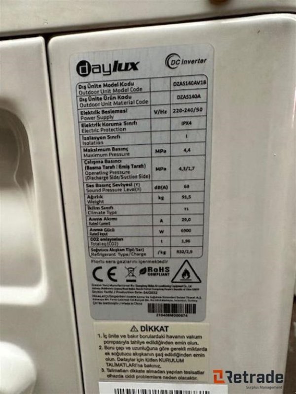 Sonstiges typu Sonstige DayLux Dva140A Aircon 9 stk, Gebrauchtmaschine v Rødovre (Obrázek 4)