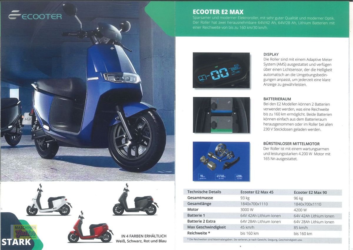 Sonstiges typu Sonstige Elektroroller Ecooter E2 max, 4,2kW, 85km/h, Neumaschine v Kötschach (Obrázek 14)