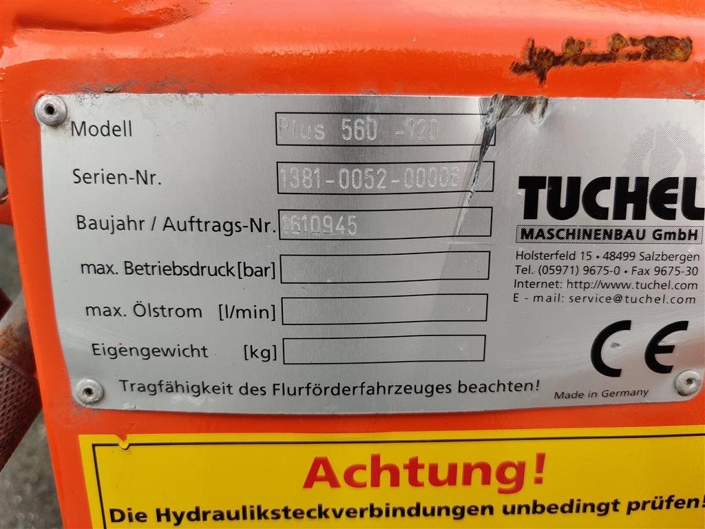 Sonstiges Türe ait Tuchel Plus 560  120cm. Schäffer firkantet fæste, Gebrauchtmaschine içinde Holstebro (resim 7)