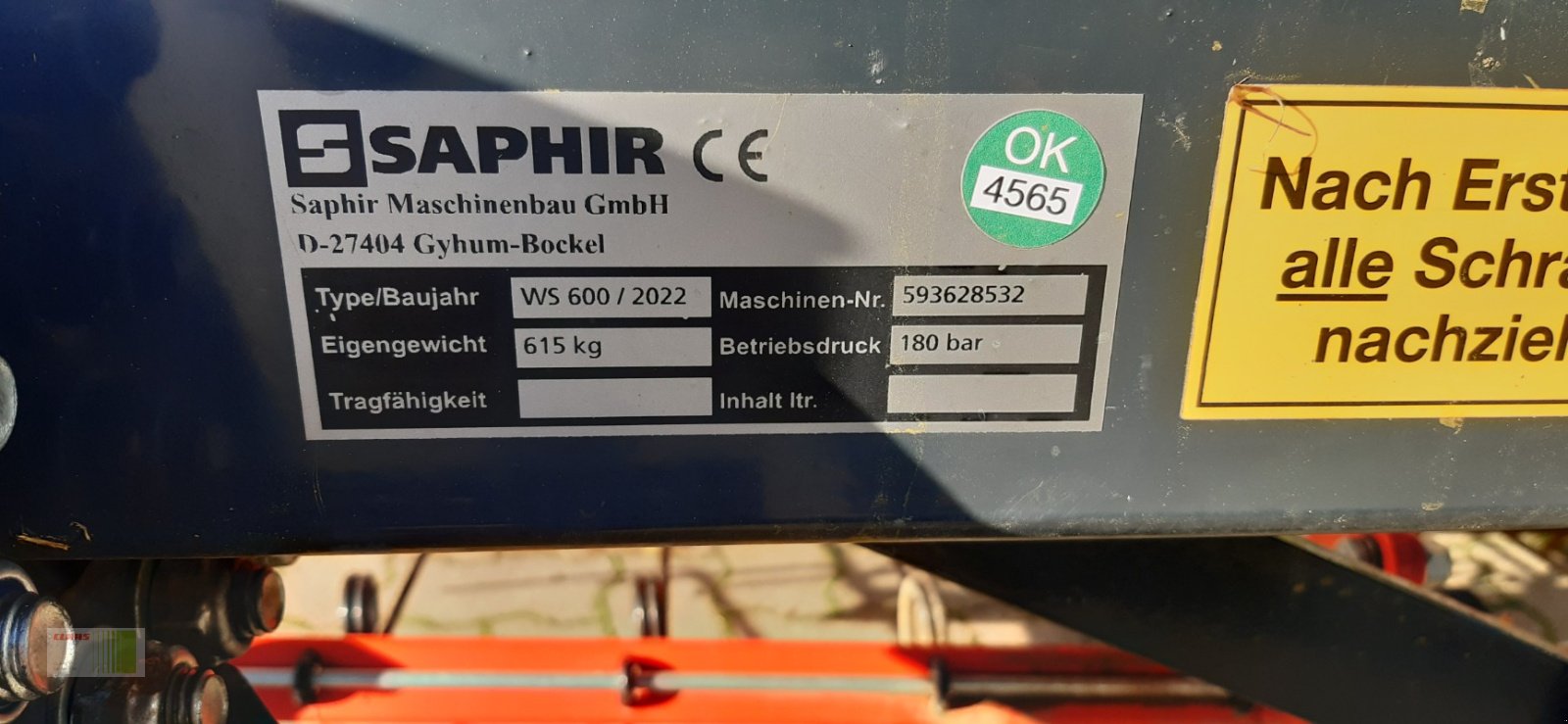 Striegel van het type Saphir WS 600, Gebrauchtmaschine in Schenefeld (Foto 7)