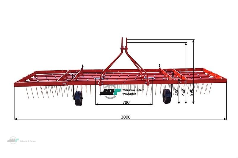 Striegel typu Wallentin & Partner Striegel   Rasenlüfter   Wiesenstriegel   3- reihig   klappbar   3,0 m   ab 30 PS, Neumaschine v Wesenberg (Obrázok 2)