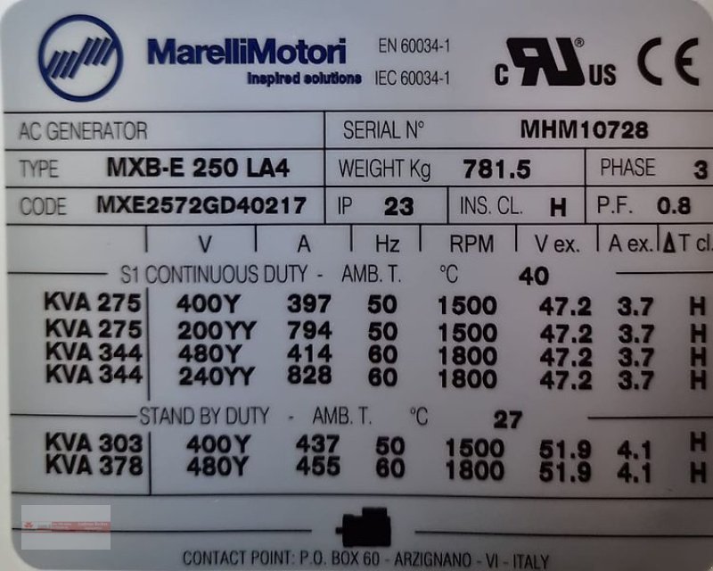 Stromerzeuger du type Marelli Motori MXB -E 250 LA4, Neumaschine en Tewel (Photo 5)