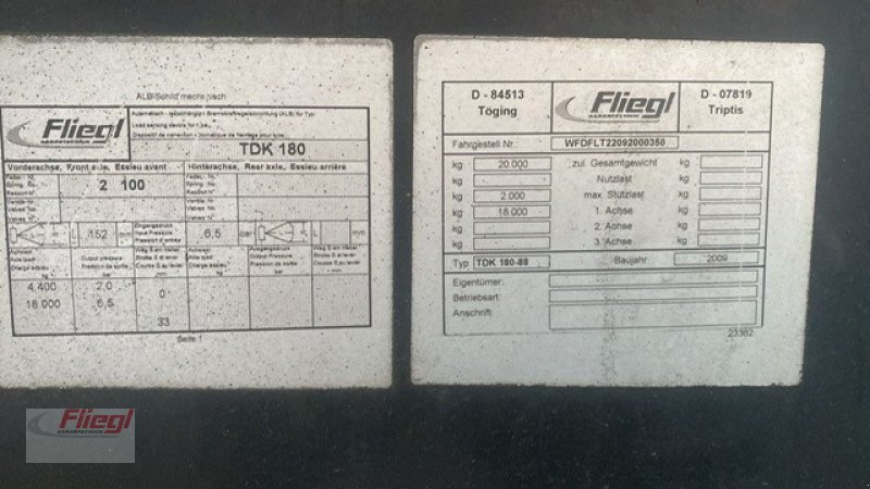 Tandemkipper tipa Fliegl TDK 180/88, Gebrauchtmaschine u Mühldorf (Slika 7)