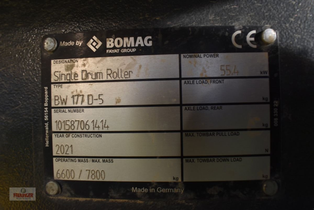 Tandemvibrationswalze typu Bomag BW177D-5, Gebrauchtmaschine v Putzleinsdorf (Obrázok 15)