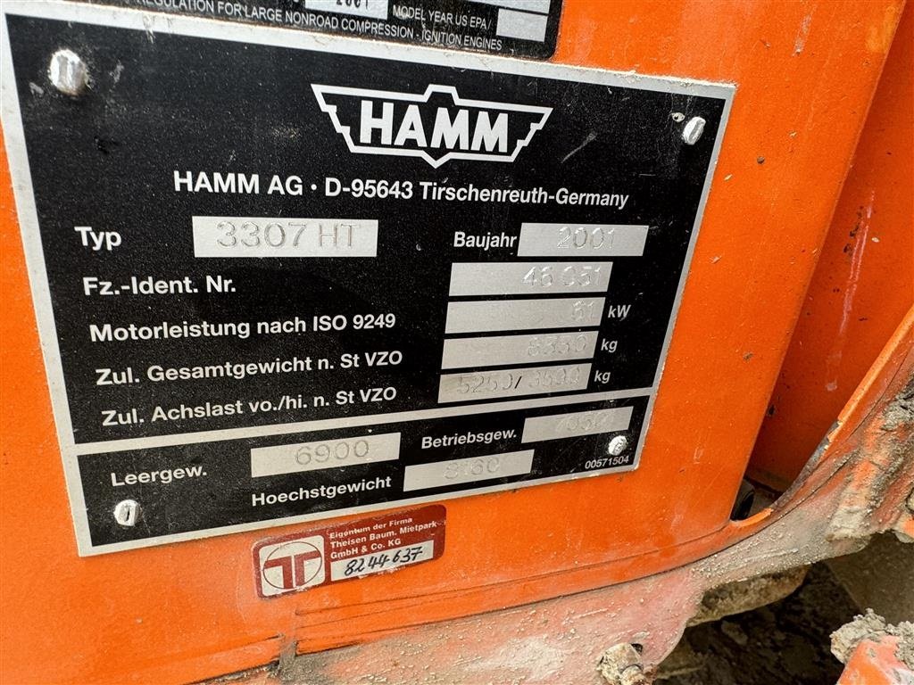 Tandemvibrationswalze Türe ait Hamm 3307, Gebrauchtmaschine içinde Nørager (resim 8)