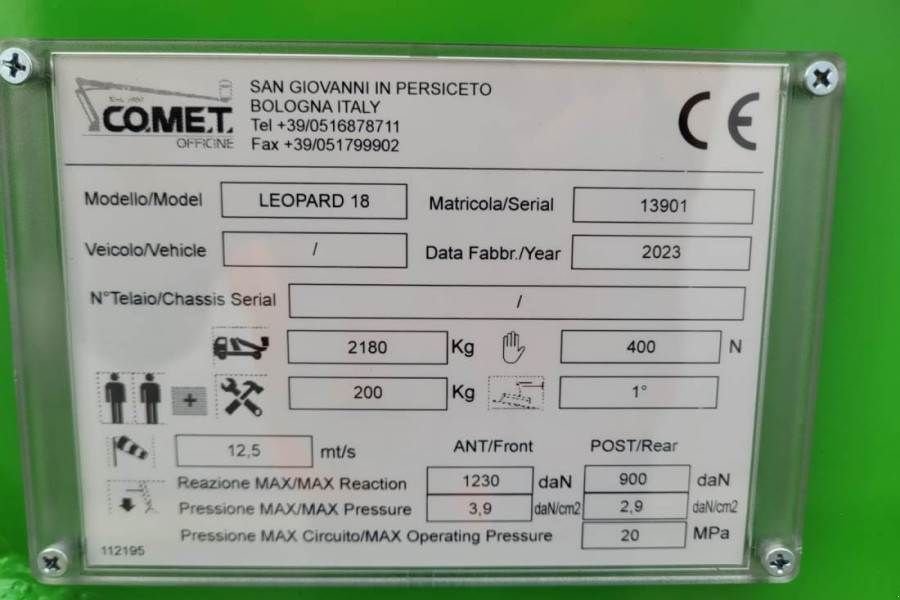 Teleskoparbeitsbühne del tipo Comet Leopard 18 Petrol - 220V, 18m Working Height, 7.5m, Gebrauchtmaschine en Groenlo (Imagen 5)