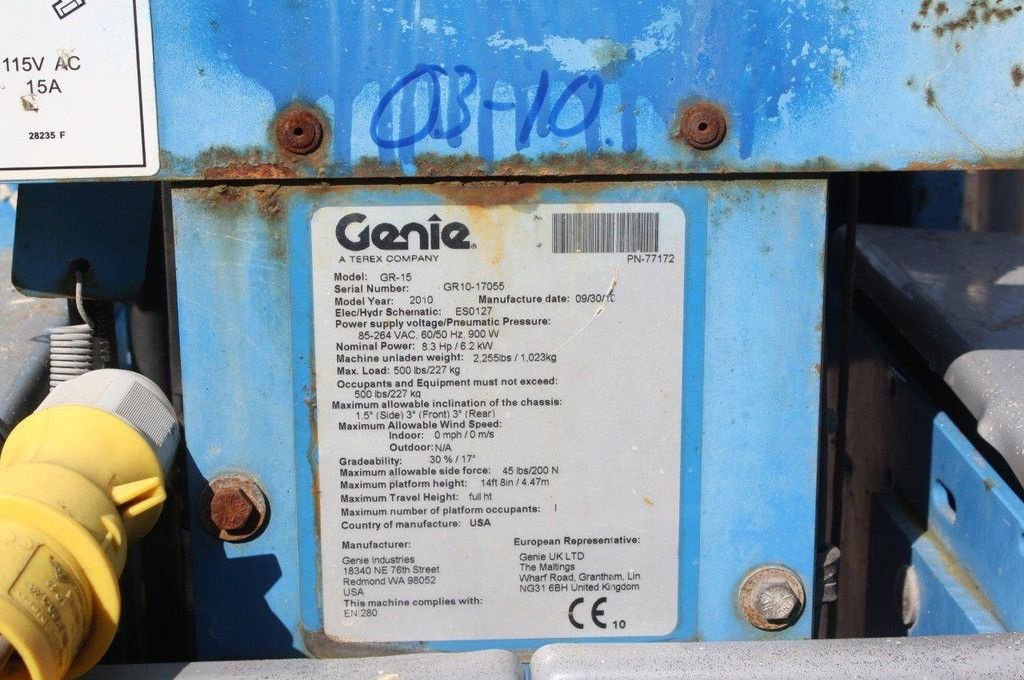 Teleskoparbeitsbühne typu Genie GR-15, Gebrauchtmaschine w Antwerpen (Zdjęcie 4)