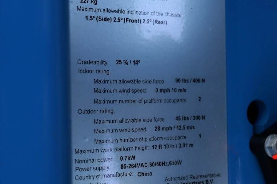 Teleskoparbeitsbühne Türe ait Genie GS1330M Valid inspection, *Guarantee! All-Electric, Gebrauchtmaschine içinde Groenlo (resim 8)