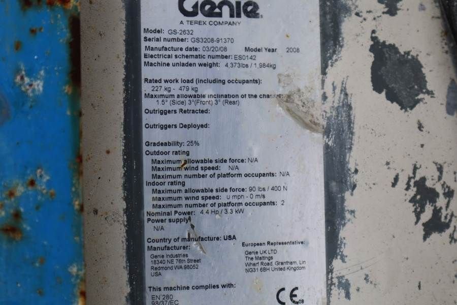 Teleskoparbeitsbühne Türe ait Genie GS2632 Electric, Working Height 10m, 227kg Capacit, Gebrauchtmaschine içinde Groenlo (resim 8)