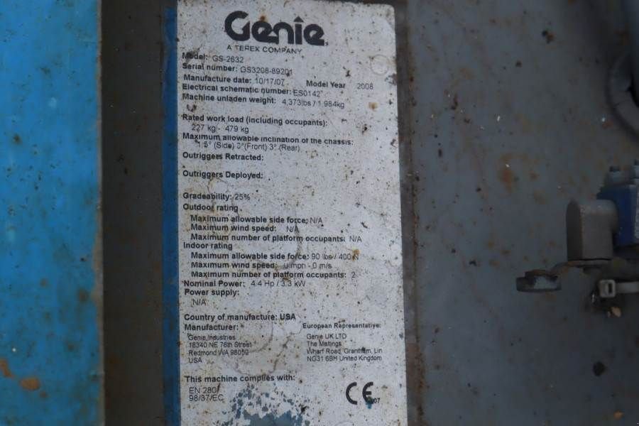 Teleskoparbeitsbühne Türe ait Genie GS2632 Electric, Working Height 10m, 227kg Capacit, Gebrauchtmaschine içinde Groenlo (resim 8)