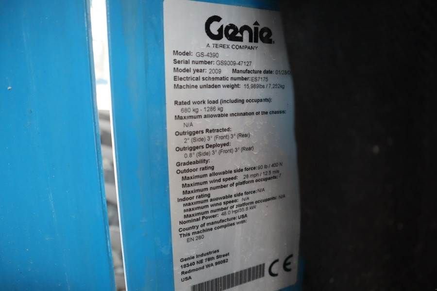 Teleskoparbeitsbühne Türe ait Genie GS4390 Diesel, 4x4 Drive, 15.11m Working Height 68, Gebrauchtmaschine içinde Groenlo (resim 7)