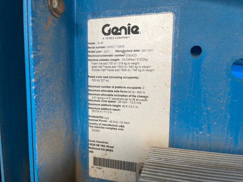 Teleskoparbeitsbühne tip Genie S-45, Gebrauchtmaschine in Antwerpen (Poză 11)