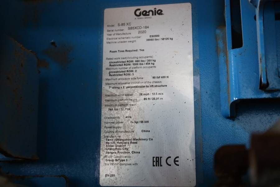 Teleskoparbeitsbühne del tipo Genie S-85XC Valid inspection, *Guarantee! Diesel, 4x4 D, Gebrauchtmaschine In Groenlo (Immagine 8)