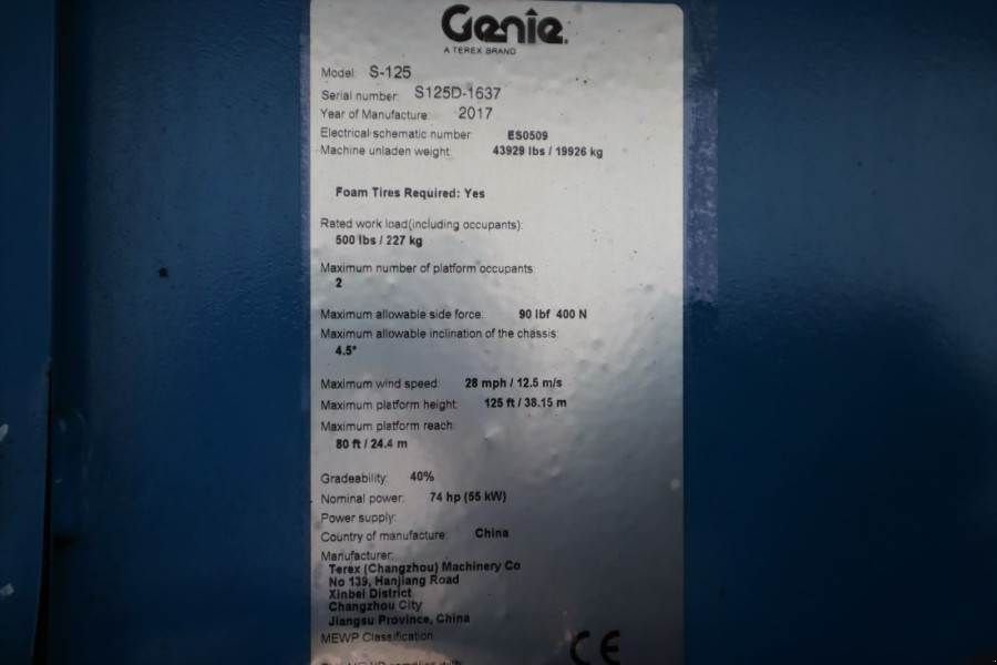 Teleskoparbeitsbühne a típus Genie S125 Valid inspection, *Guarantee! Diesel, 4x4x4 D, Gebrauchtmaschine ekkor: Groenlo (Kép 7)