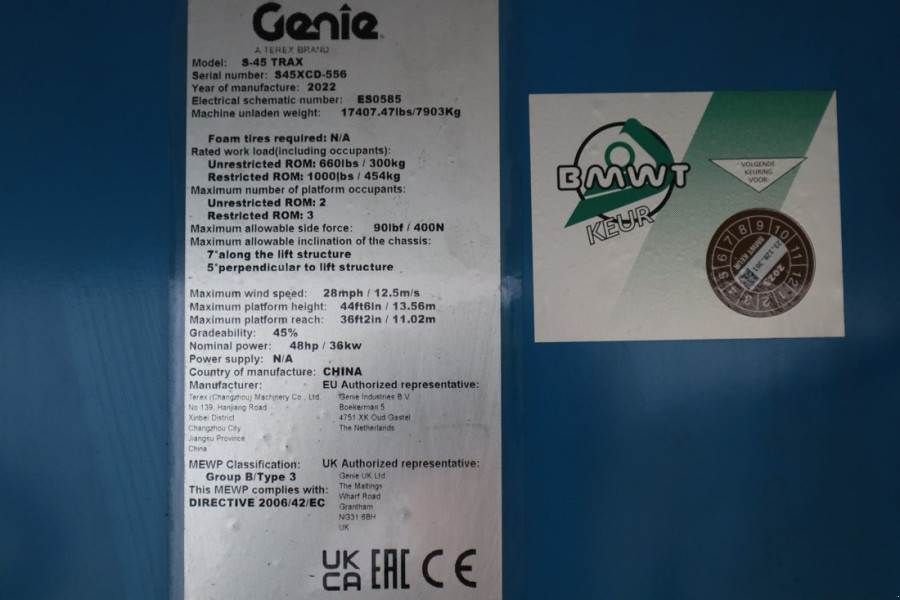 Teleskoparbeitsbühne типа Genie S45XC Trax Valid inspection, *Guarantee! Diesel, 4, Gebrauchtmaschine в Groenlo (Фотография 7)