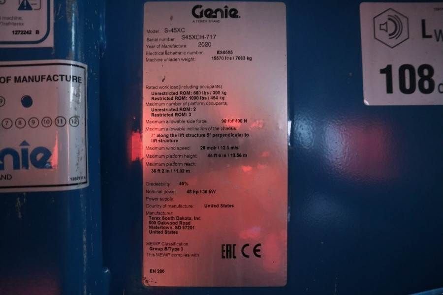 Teleskoparbeitsbühne du type Genie S45XC Valid inspection, *Guarantee! 15.5m Working, Gebrauchtmaschine en Groenlo (Photo 7)