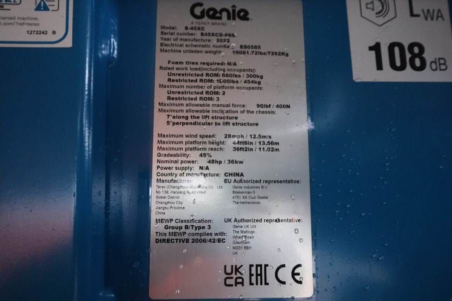 Teleskoparbeitsbühne tip Genie S45XC Valid inspection, *Guarantee! Diesel, 4x4 Dr, Gebrauchtmaschine in Groenlo (Poză 7)