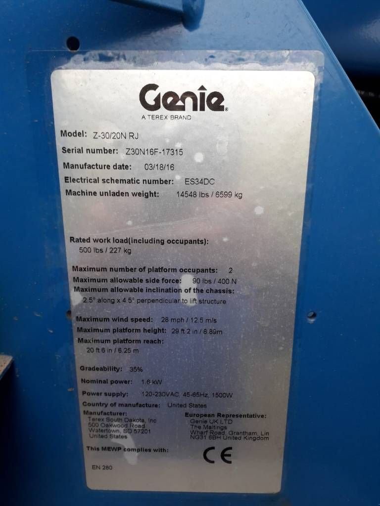 Teleskoparbeitsbühne a típus Genie Z 30/20 N RJ, Gebrauchtmaschine ekkor: Sittard (Kép 8)