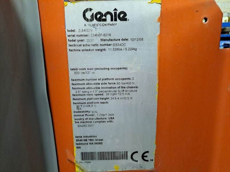 Teleskoparbeitsbühne del tipo Genie Z-34/22N, Gebrauchtmaschine en Waregem (Imagen 5)