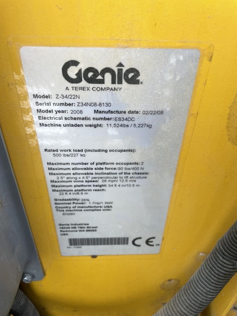 Teleskoparbeitsbühne Türe ait Genie Z34/22N Hoogwerker Knikarmhoogwerker, Gebrauchtmaschine içinde Hedel (resim 8)