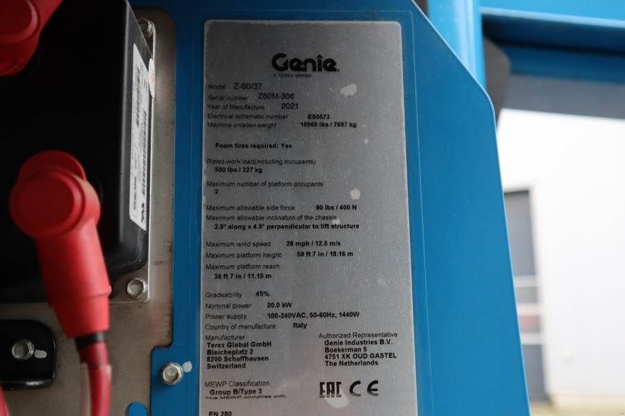 Teleskoparbeitsbühne del tipo Genie Z60/37FE Valid Inspection, *Guarantee! Hybrid, 4x4, Gebrauchtmaschine en Groenlo (Imagen 8)