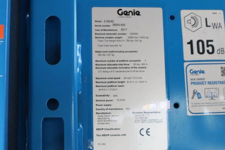 Teleskoparbeitsbühne del tipo Genie Z62/40 Valid inspection, *Guarantee! Diesel, 4x4 D, Gebrauchtmaschine en Groenlo (Imagen 7)