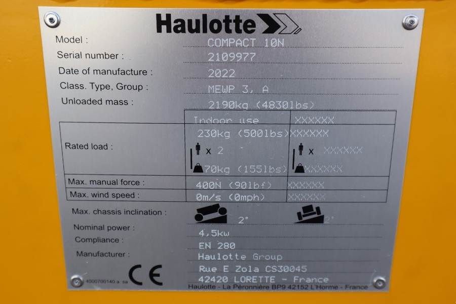 Teleskoparbeitsbühne van het type Haulotte Compact 10N Valid Iinspection, *Guarantee! 10m Wor, Gebrauchtmaschine in Groenlo (Foto 8)