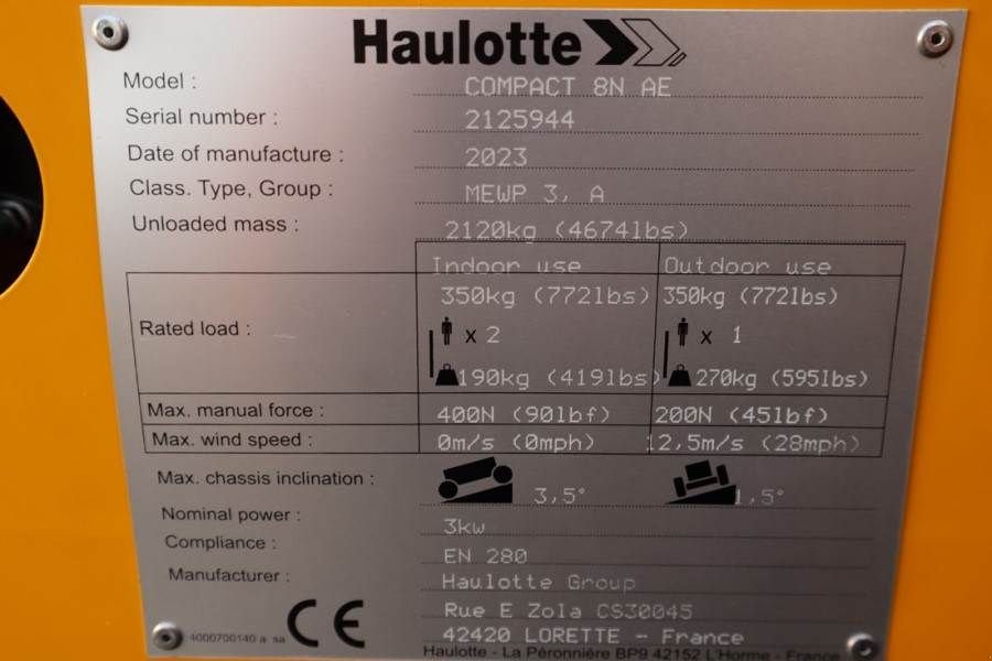 Teleskoparbeitsbühne от тип Haulotte Compact 8N Valid inspection, *Guarantee! 8m Workin, Gebrauchtmaschine в Groenlo (Снимка 8)