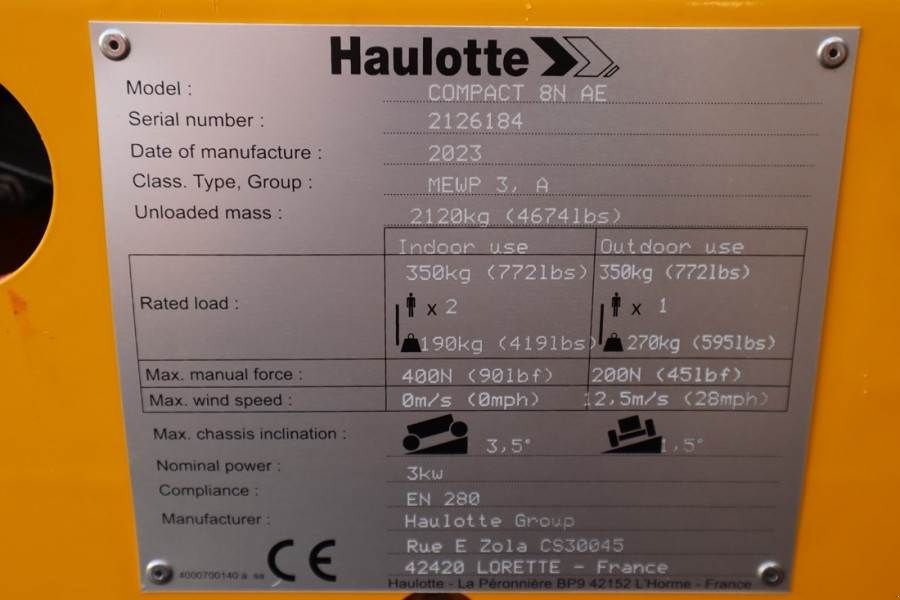 Teleskoparbeitsbühne Türe ait Haulotte Compact 8N Valid inspection, *Guarantee! 8m Workin, Gebrauchtmaschine içinde Groenlo (resim 8)