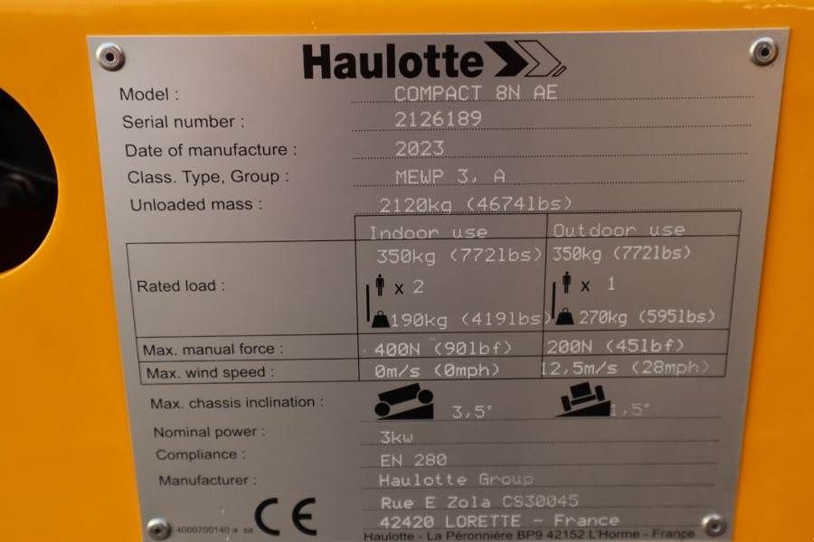 Teleskoparbeitsbühne Türe ait Haulotte Compact 8N Valid inspection, *Guarantee! 8m Workin, Gebrauchtmaschine içinde Groenlo (resim 7)