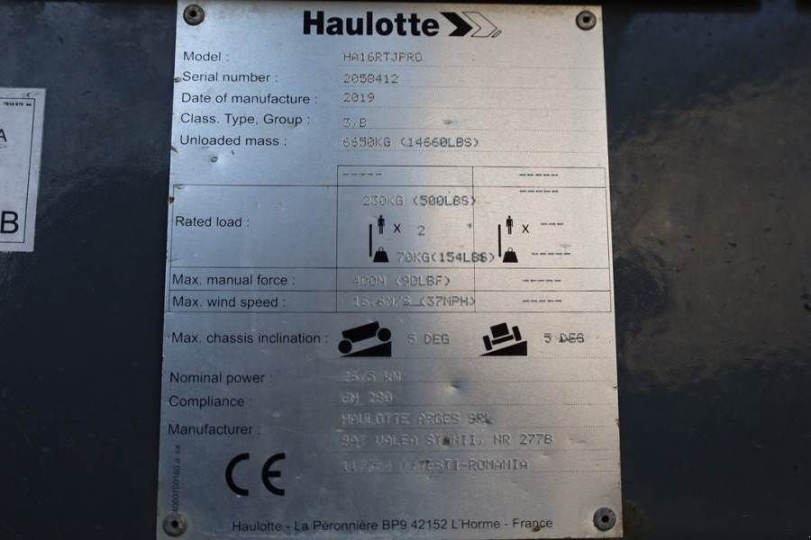 Teleskoparbeitsbühne Türe ait Haulotte HA16RTJ Pro Diesel, 4x4x4 Drive, 16 m Working Heig, Gebrauchtmaschine içinde Groenlo (resim 7)