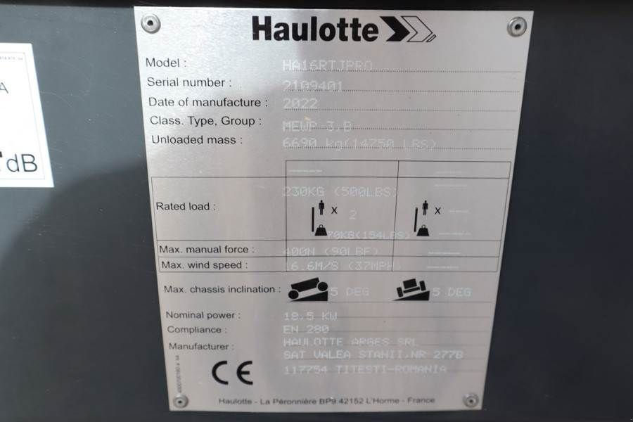 Teleskoparbeitsbühne Türe ait Haulotte HA16RTJ Pro NEW, Valid inspection, *Guarantee! Die, Gebrauchtmaschine içinde Groenlo (resim 7)