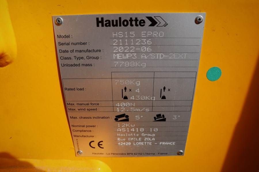 Teleskoparbeitsbühne van het type Haulotte HS15EPRO Valid Inspection, *Guarantee! Full Electr, Gebrauchtmaschine in Groenlo (Foto 8)