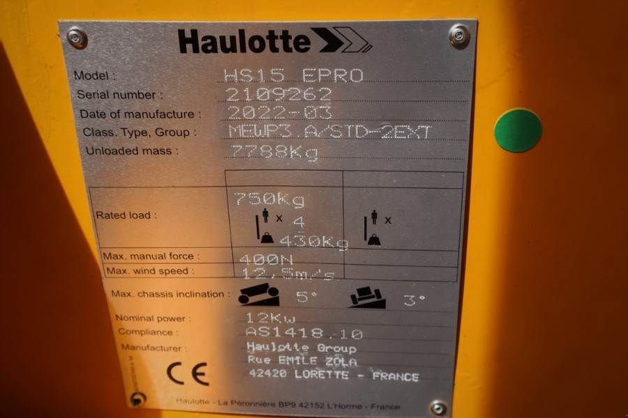 Teleskoparbeitsbühne van het type Haulotte HS15EPRO Valid Inspection, *Guarantee! Full Electr, Gebrauchtmaschine in Groenlo (Foto 8)