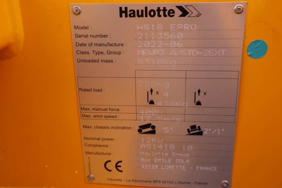 Teleskoparbeitsbühne typu Haulotte HS18EPRO Valid Inspection, *Guarantee! Full Electr, Gebrauchtmaschine w Groenlo (Zdjęcie 11)