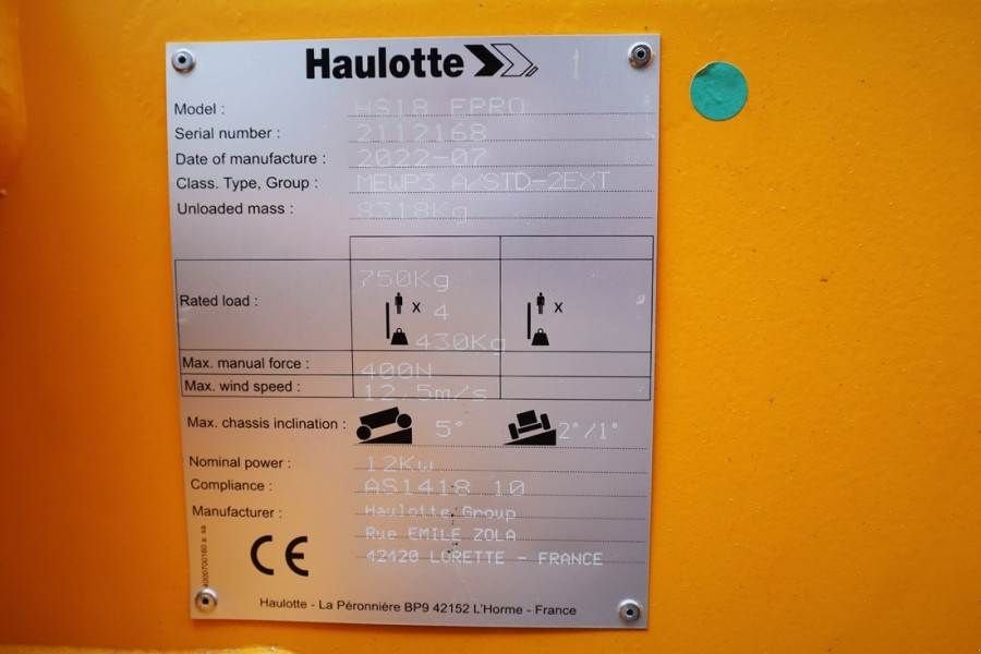 Teleskoparbeitsbühne tip Haulotte HS18EPRO Valid Inspection, *Guarantee! Full Electr, Gebrauchtmaschine in Groenlo (Poză 7)