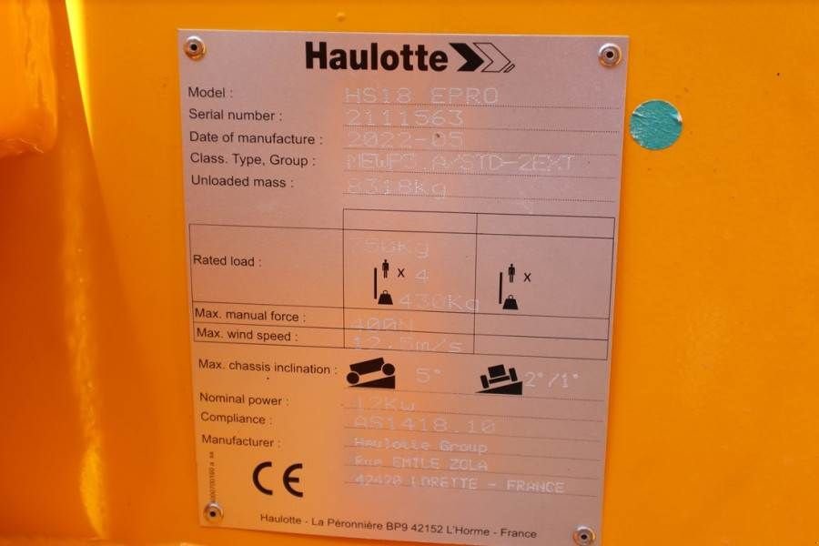 Teleskoparbeitsbühne του τύπου Haulotte HS18EPRO Valid Inspection, *Guarantee! Full Electr, Gebrauchtmaschine σε Groenlo (Φωτογραφία 8)