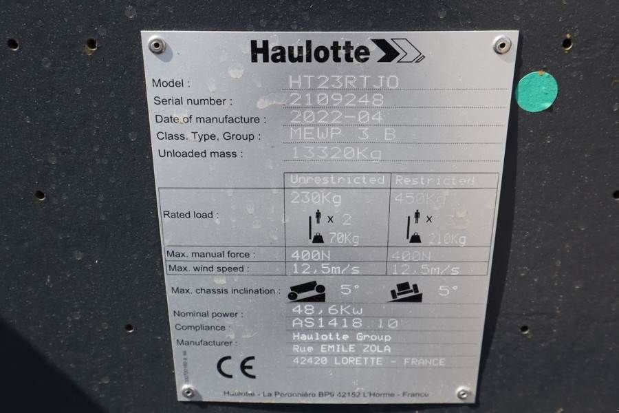 Teleskoparbeitsbühne Türe ait Haulotte HT23RTJ O Valid Inspection, *Guarantee! Diesel, 4x, Gebrauchtmaschine içinde Groenlo (resim 7)