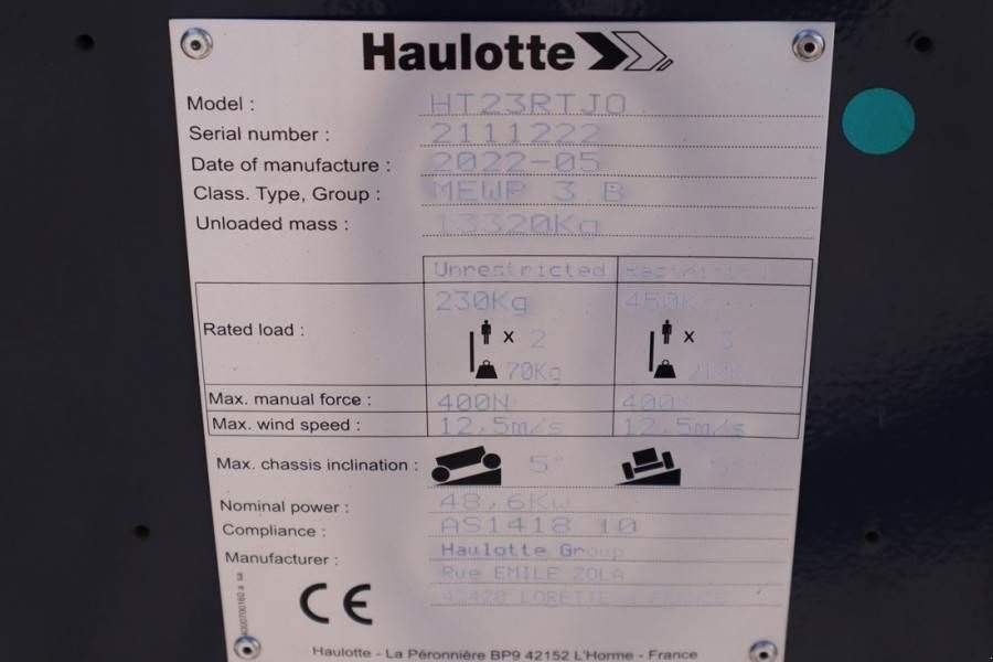 Teleskoparbeitsbühne Türe ait Haulotte HT23RTJ O Valid Inspection, *Guarantee! Diesel, 4x, Gebrauchtmaschine içinde Groenlo (resim 8)