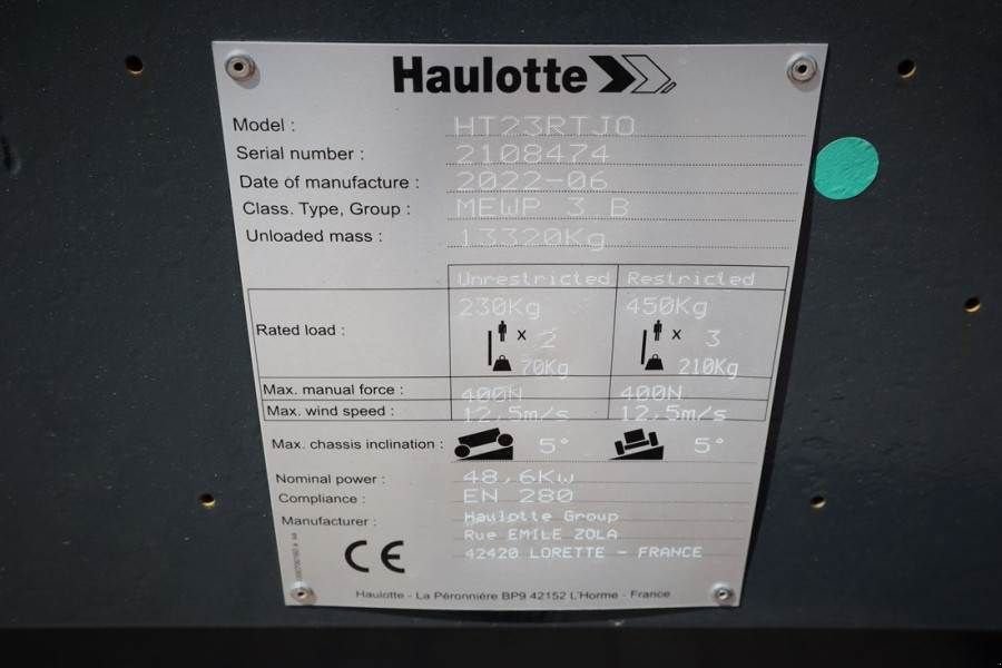 Teleskoparbeitsbühne Türe ait Haulotte HT23RTJ O Valid Inspection, *Guarantee! Diesel, 4x, Gebrauchtmaschine içinde Groenlo (resim 7)