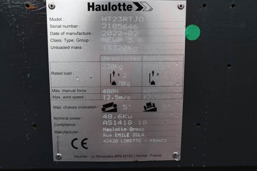 Teleskoparbeitsbühne Türe ait Haulotte HT23RTJ O Valid Inspection, *Guarantee! Diesel, 4x, Gebrauchtmaschine içinde Groenlo (resim 7)