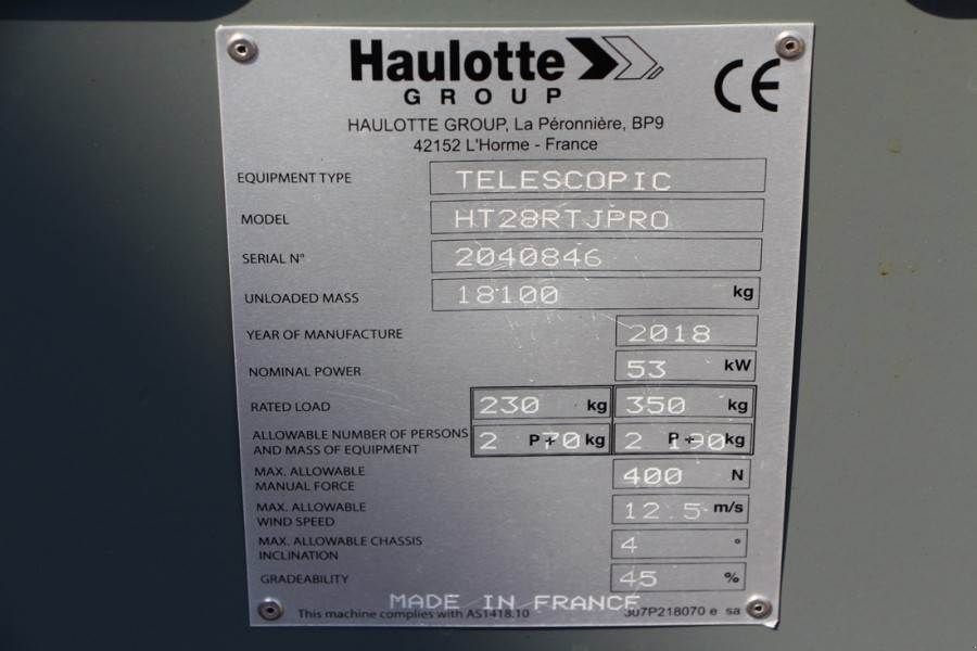 Teleskoparbeitsbühne Türe ait Haulotte HT28RTJ Pro Valid inspection, *Guarantee! 28 m Wor, Gebrauchtmaschine içinde Groenlo (resim 8)